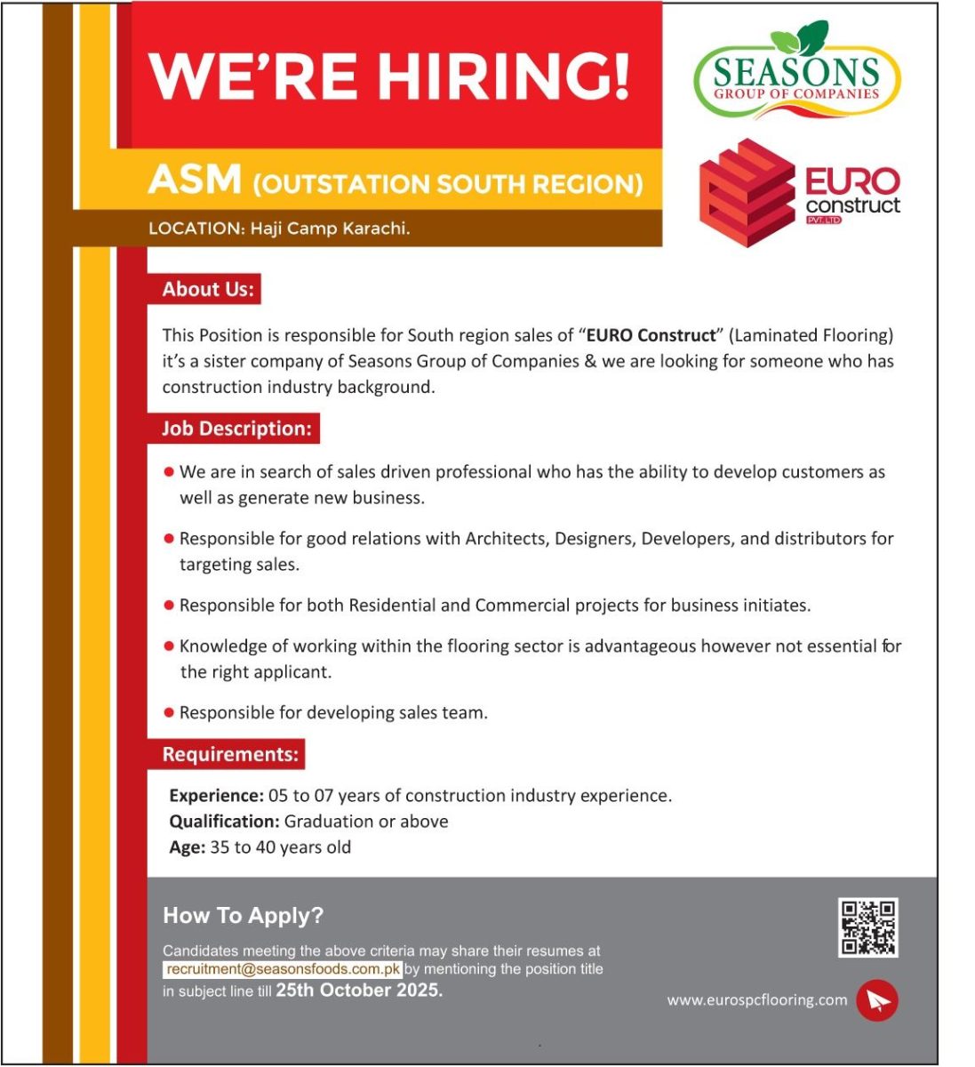 Seasons Group Of Companies Jobs Area Sales Manager 1