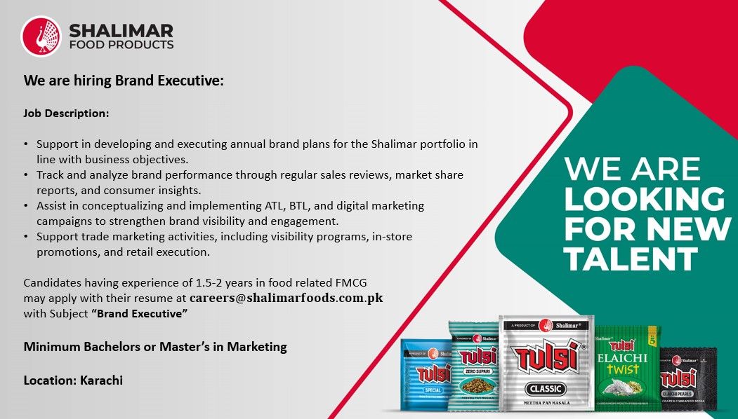 Shalimar Food Products Jobs Brand Executive 1