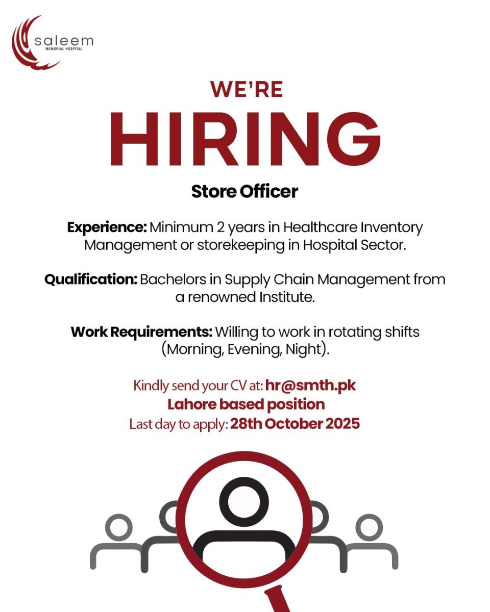 Saleem Memorial Hospital Jobs Store Officer 1