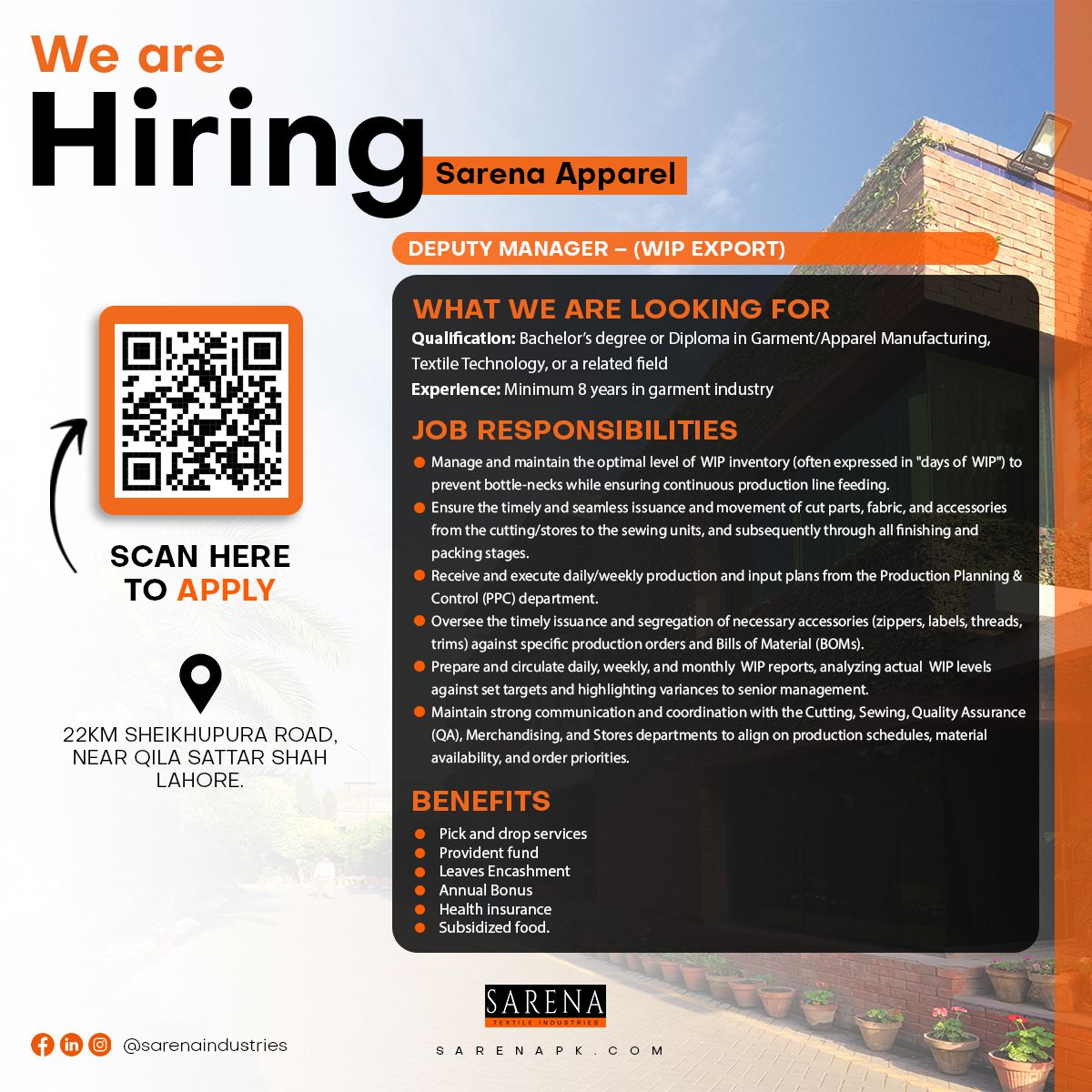 Sarena Textile Industries Jobs October 2025 2