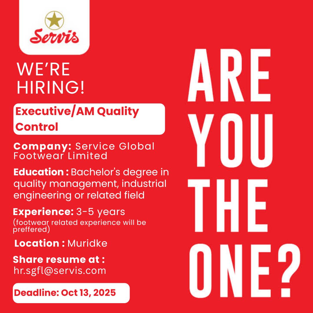 Service Global Footwear Limited Jobs Executive/AM Quality Control 1