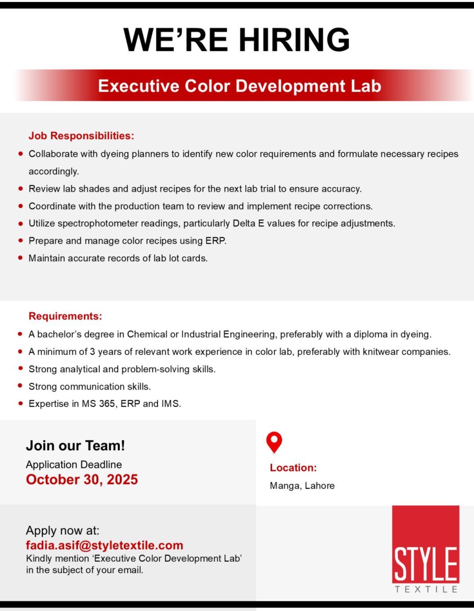 Style Textile Pvt Ltd Jobs Executive Color Development Lab 1
