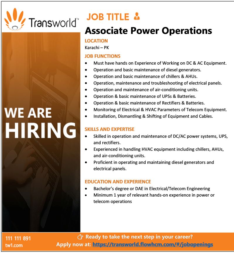 Transworld Associates Jobs Associate Power Operations 1