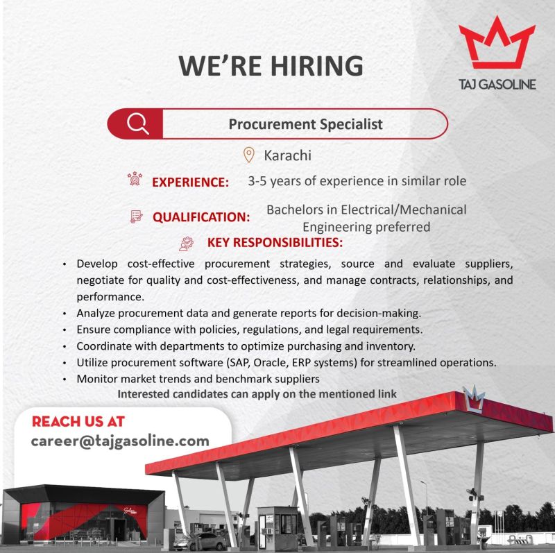 Taj Gasoline Pvt Ltd Jobs Procurement Specialist 1