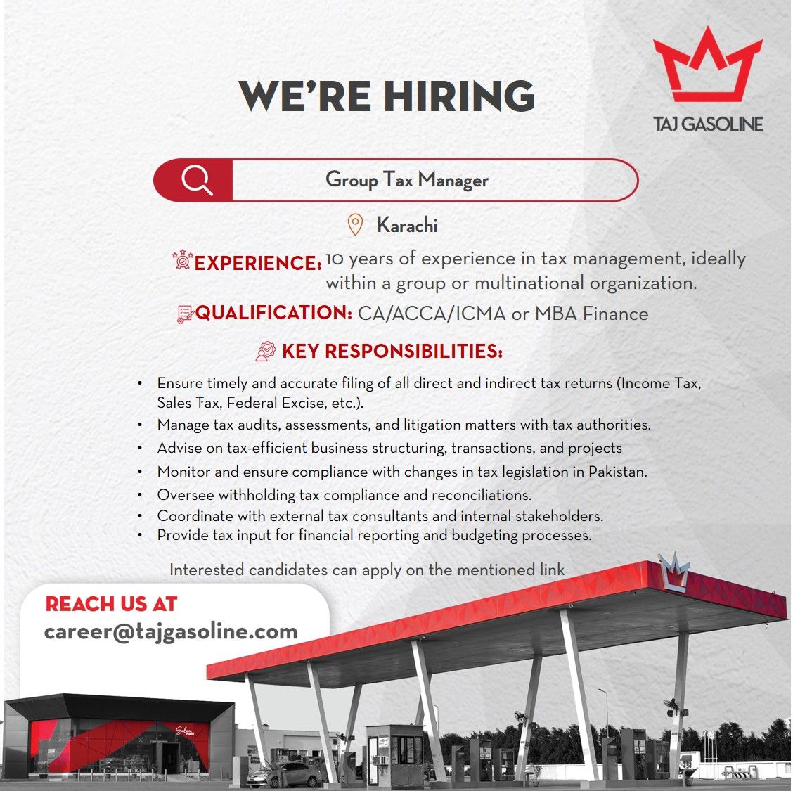 Taj Gasoline Pvt Ltd Jobs Group Tax Manager 1