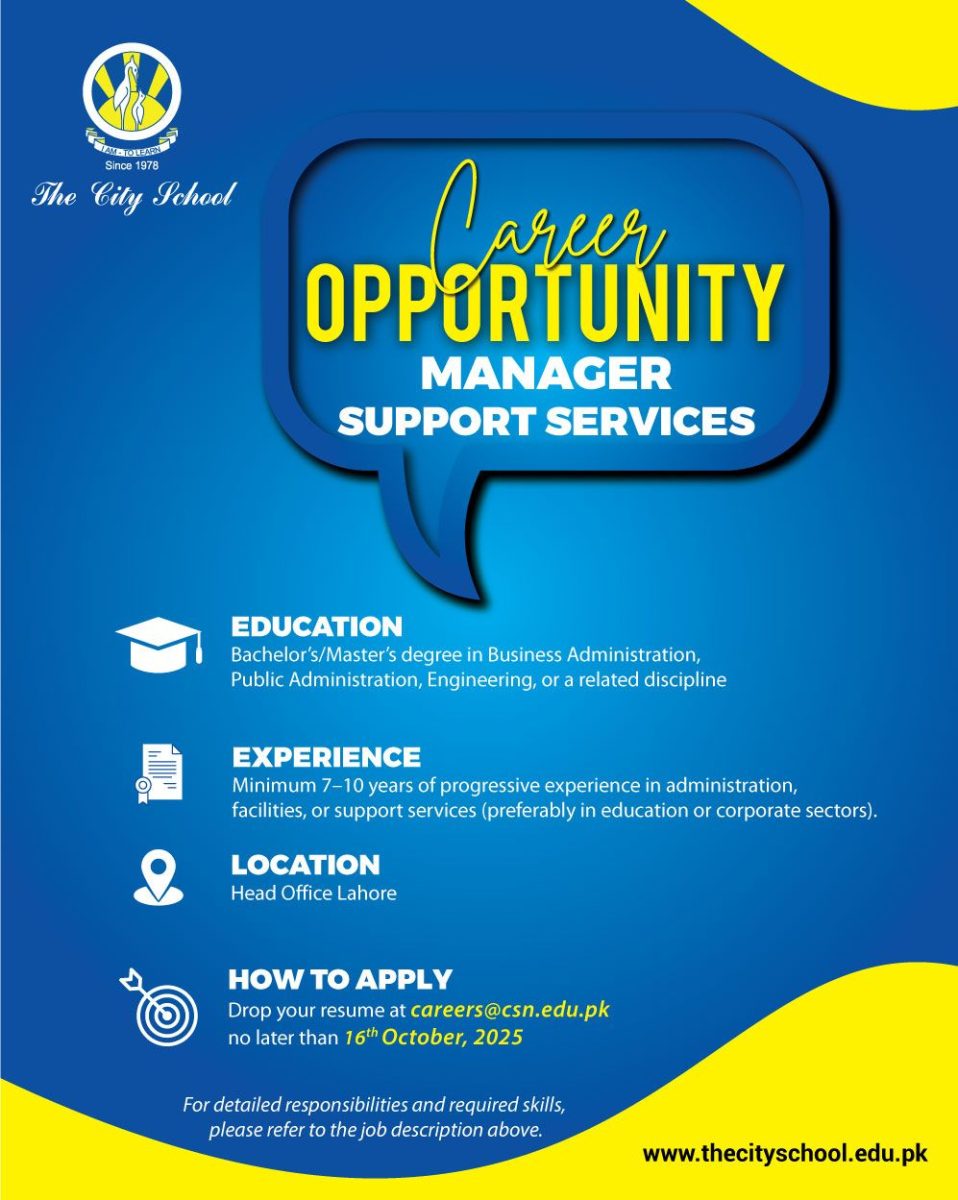 The City School Jobs Manager Support Services  1