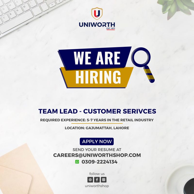 Uniworth Shop Jobs Team Lead Customer Services 1