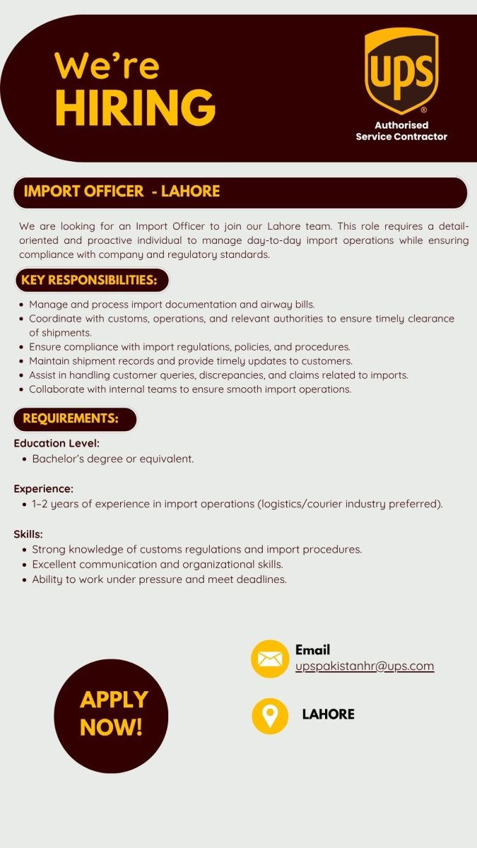 UPS Pakistan Jobs Import Officer 1