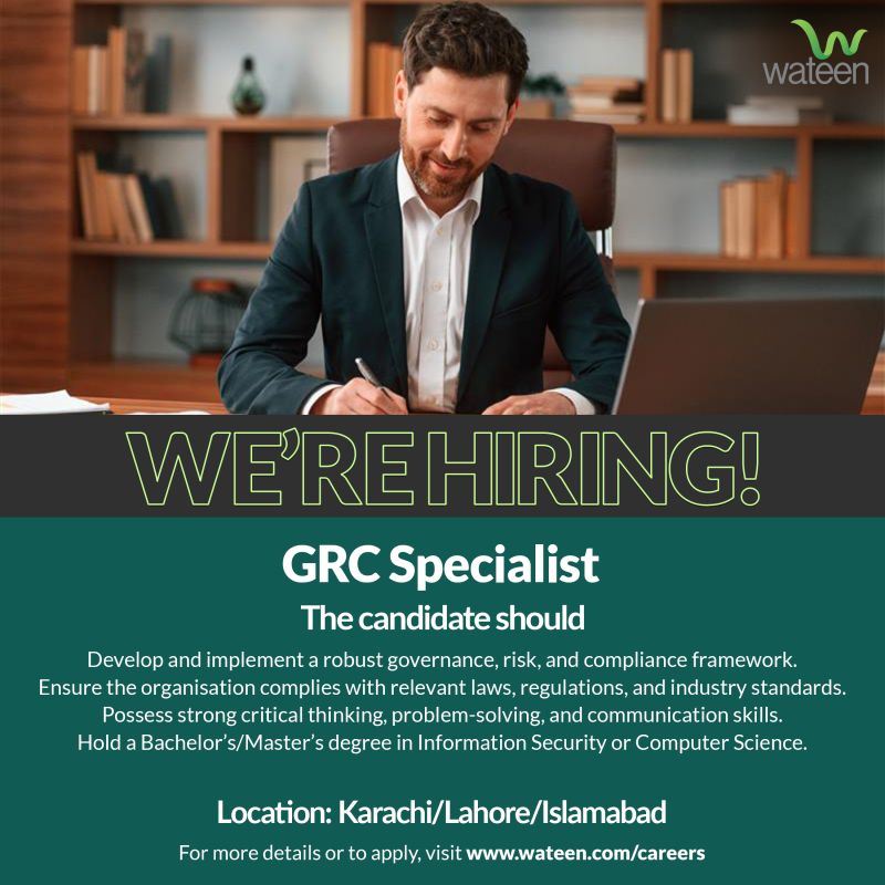 Wateen Telecom Limited Jobs Governance Risk & Compliance (GRC) Specialist 1