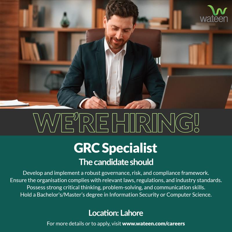 Wateen Telecom Limited Jobs Governance Risk & Compliance (GRC) Specialist 1