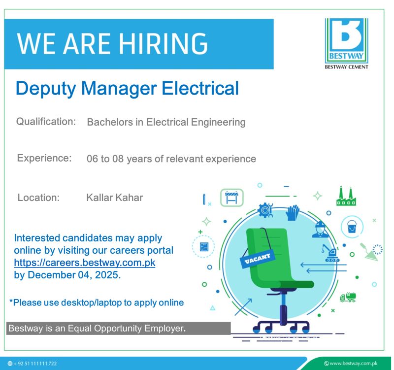 Bestway Cement Limited Jobs Deputy Manager Electrical 1