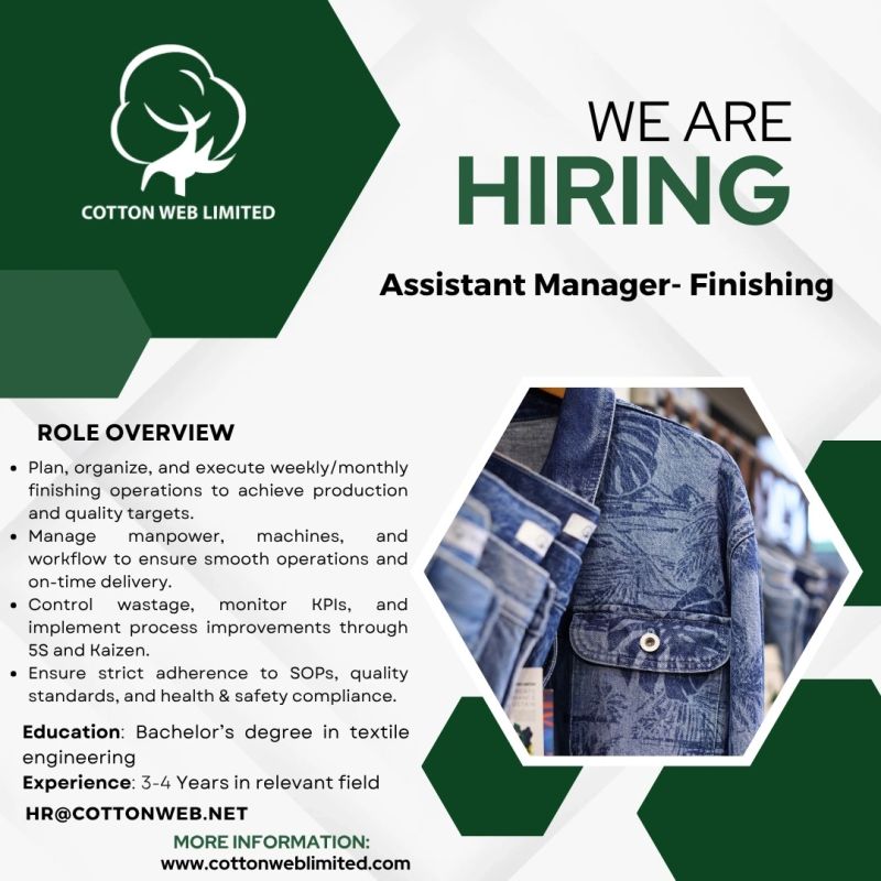 Cotton Web Limited Jobs Assistant Manager Finishing 1