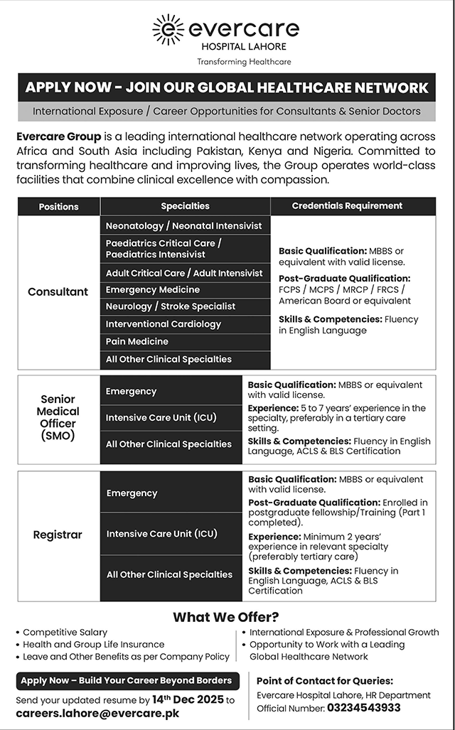 Evecare Group Jobs 30 November 2025 Nawaiwaqt 01