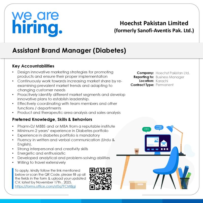 Hoechst Pakistan Limited Jobs Assistant Brand Manager (Diabetes) 1