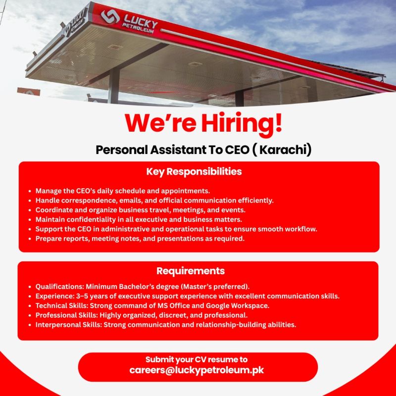 Lucky Petroleum Jobs Personal Assistant to CEO 1