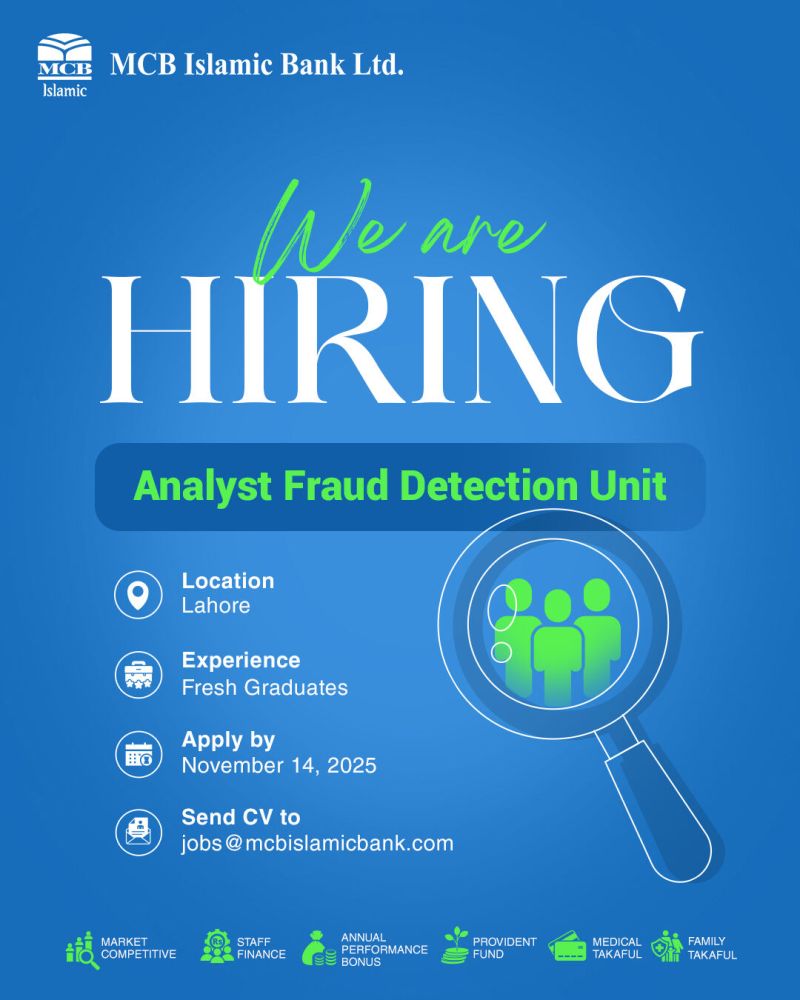 MCB Islamic Bank Jobs Analyst Fraud Detection Unit 1
