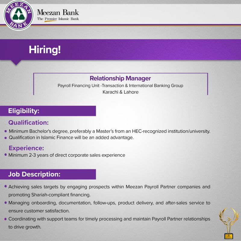 Meezan Bank Limited Jobs Relationship Manager 1