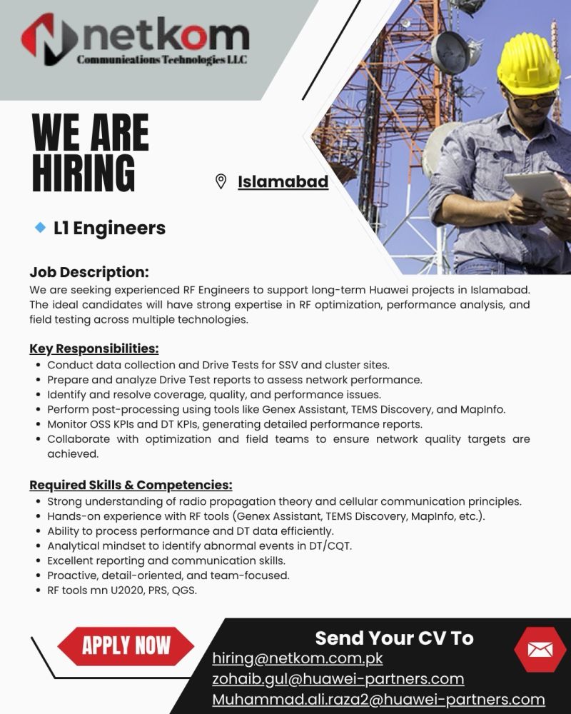 Netkom Communications Technologies Jobs L1 Engineers 1