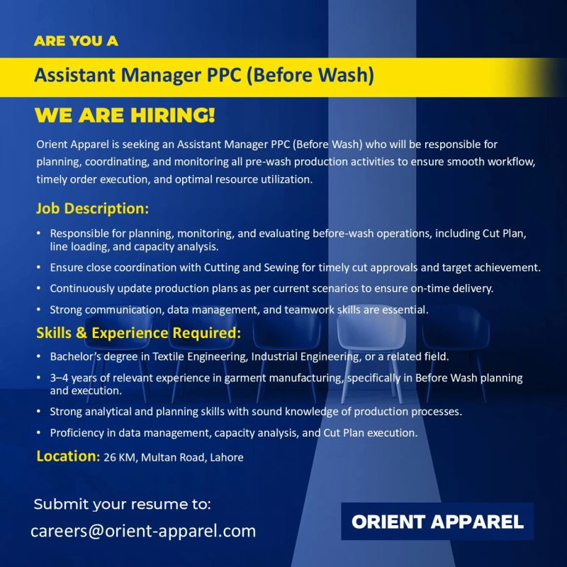 Orient Apparel Pvt Ltd Jobs November 2025 2