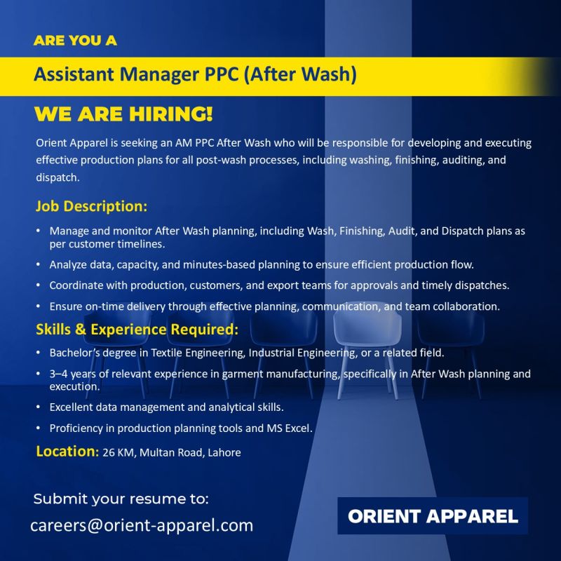 Orient Apparel Pvt Ltd Jobs November 2025 1