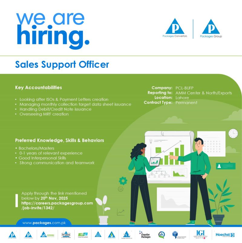 Packages Limited Jobs Sales Support Officer 1