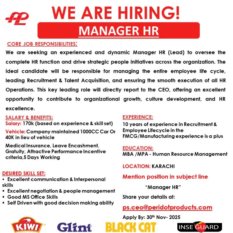 Peridot Products Pvt Ltd Jobs November 2025 2