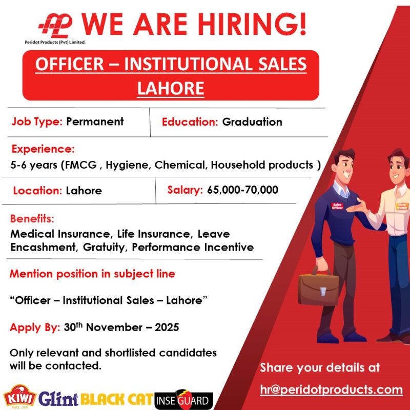 Peridot Products Pvt Ltd Jobs Officer Institutional Sales 1