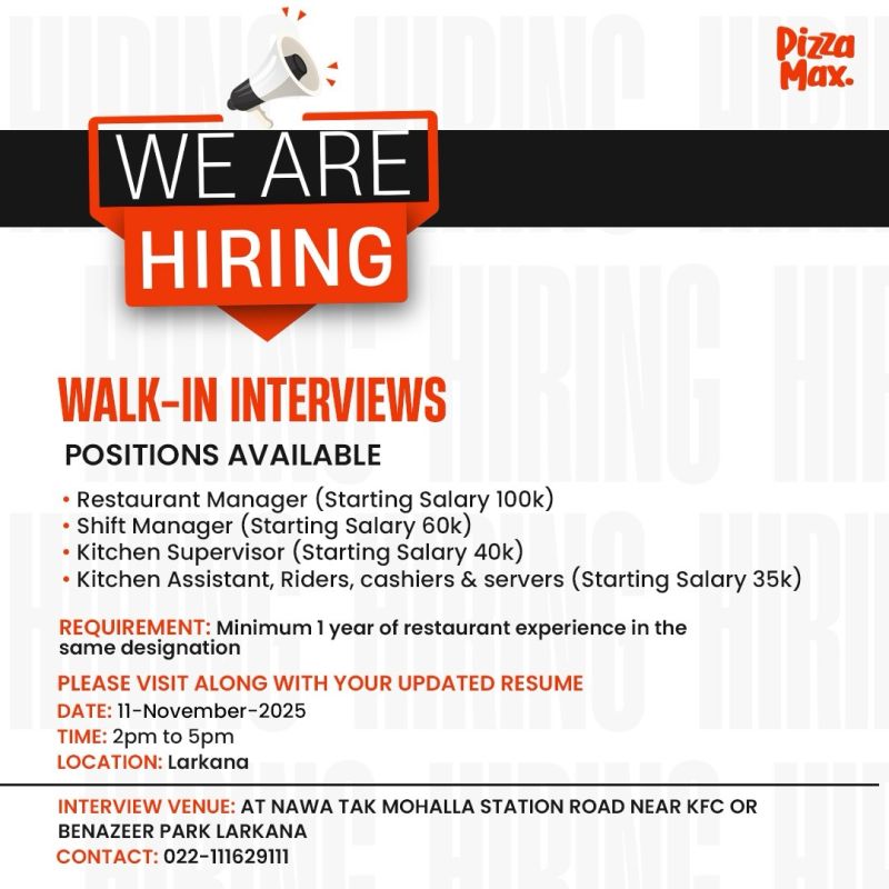 Pizza Max Pakistan Jobs November 2025 1