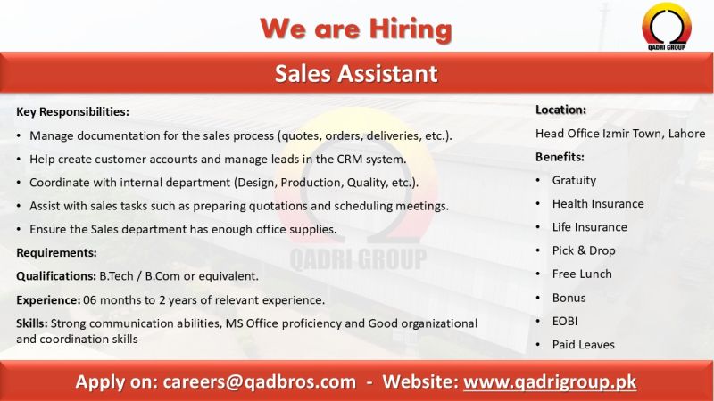 Qadri Group Jobs Sales Assistant 1