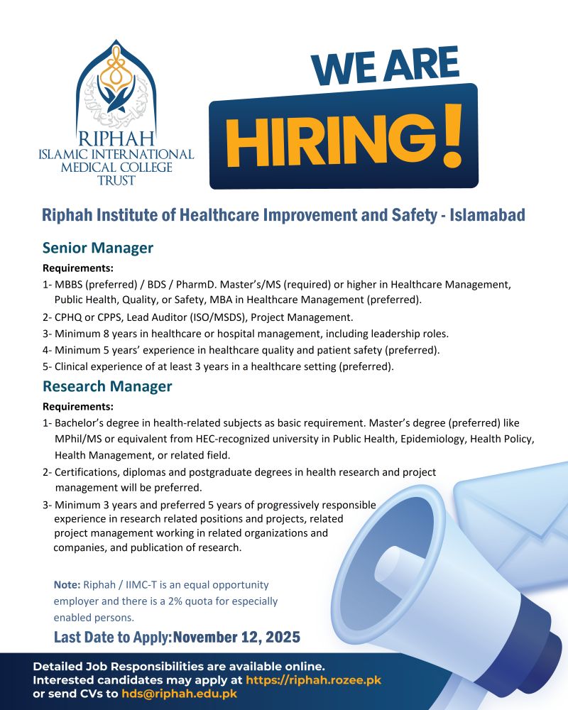 Riphah International University Jobs November 2025 1