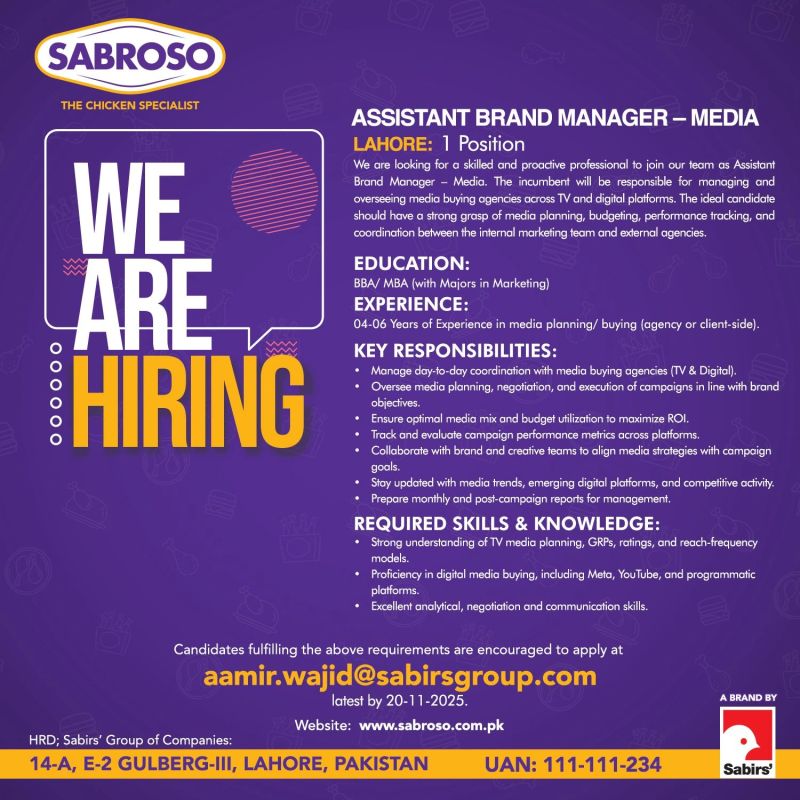 Sabroso Pakistan Jobs Assistant Brand Manager 1