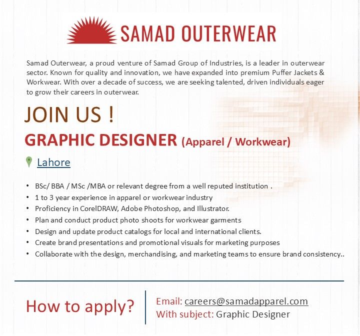 Samad Outwear Jobs Graphic Designer  1