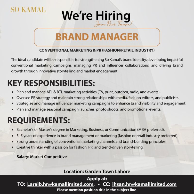 So Kamal Jobs Brand Manager 1