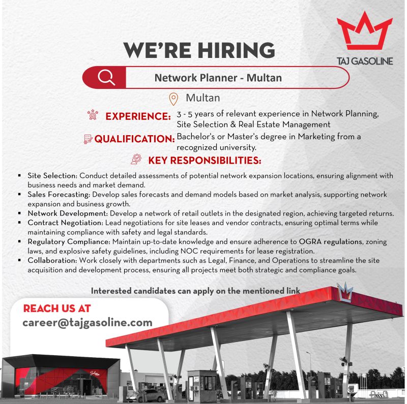 Taj Gasoline Jobs Network Planner 1