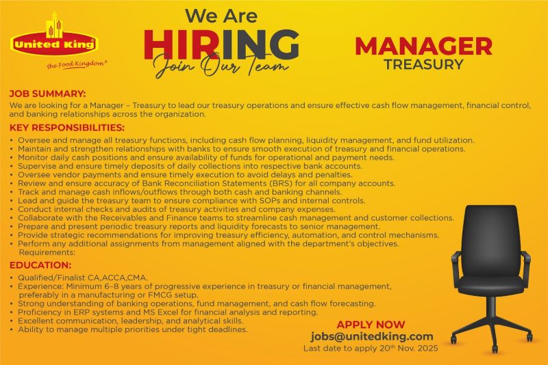United King Jobs Manager Treasury 1