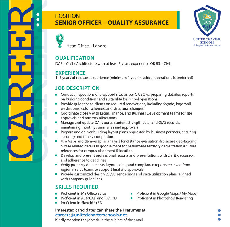United Charter Schools Jobs Senior Officer Quality Assurance 1
