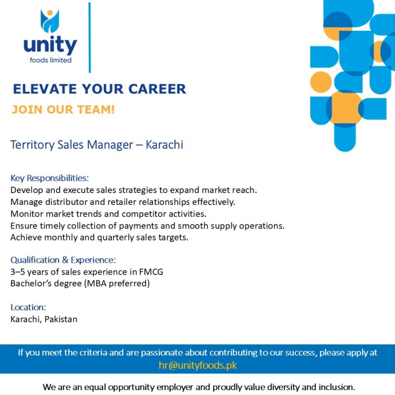 Unity Food Limited Jobs Territory Sales Manager 1