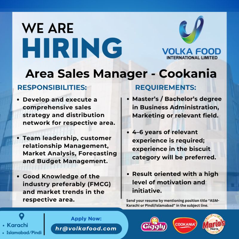 Volka Food International Limited Jobs Area Sales Manager 1