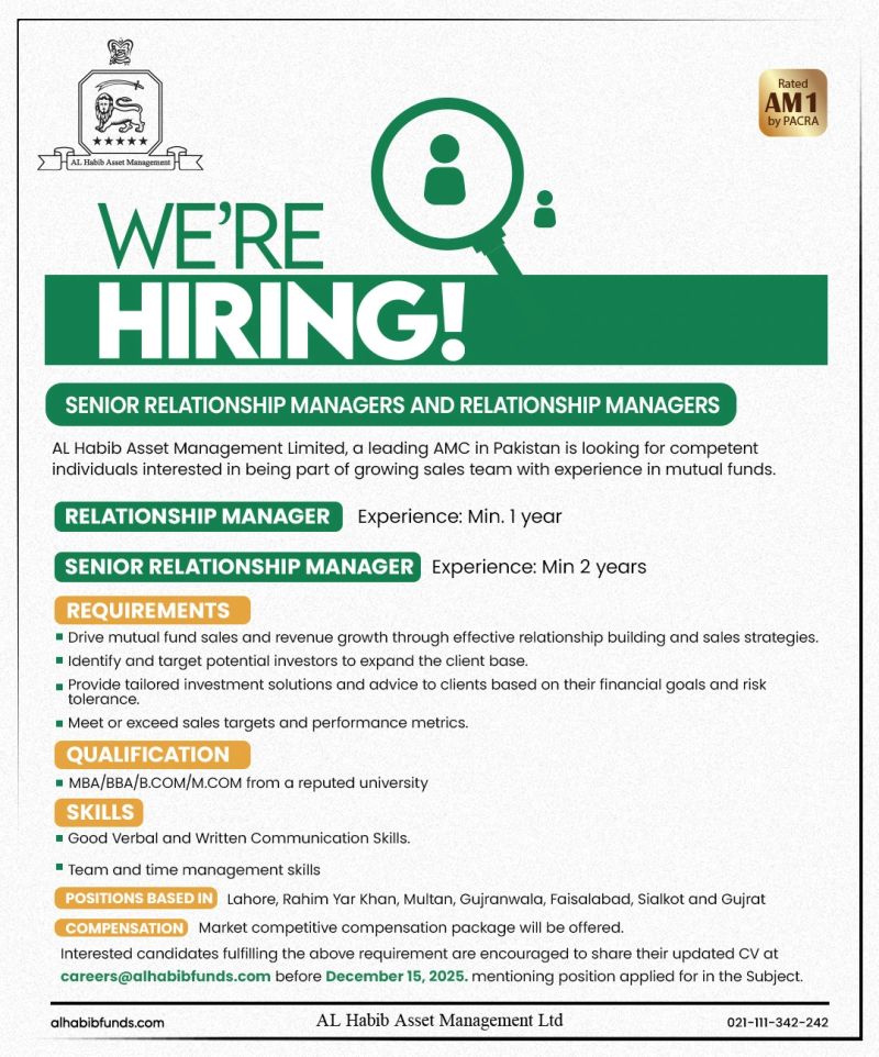 AL Habib Asset Management Limited Jobs December 2025 1