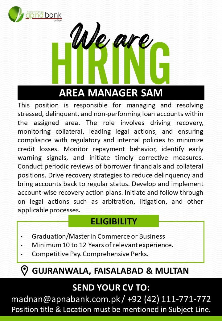 Apna Micro Finance Bank Limited Jobs Area Manager 1
