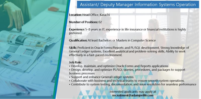 Adamjee Life Insurance Company Jobs Assistant Manager Motor Underwriting 1