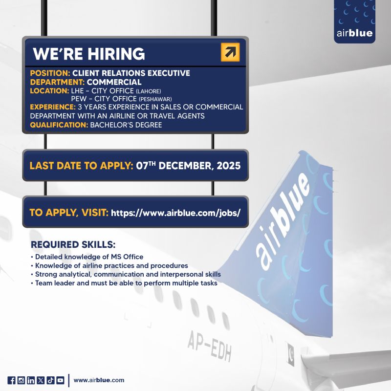 Airblue Pakistan Jobs Client Relations Executive 1