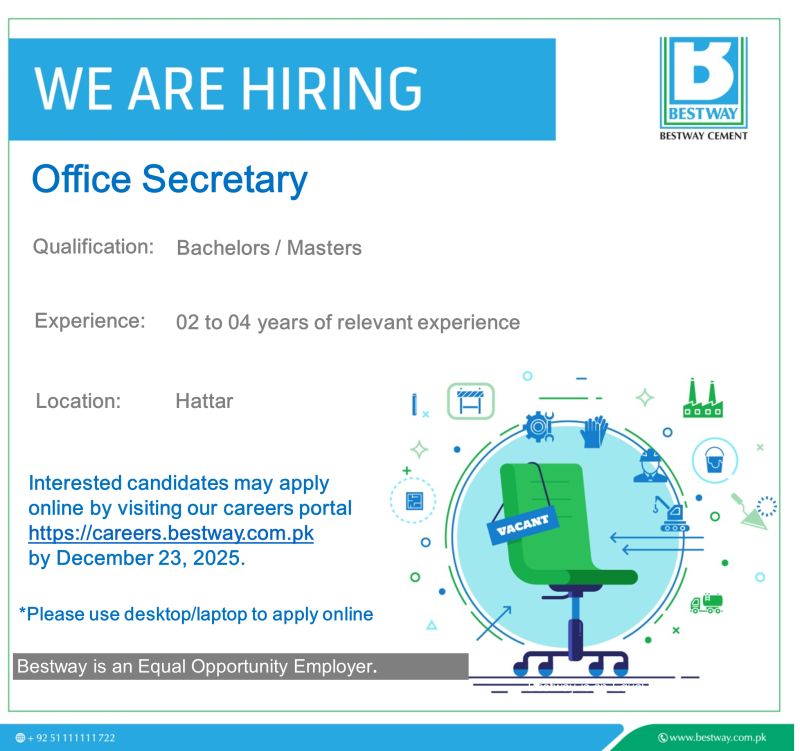 Bestway Cement Limited Jobs Office Secretary 1