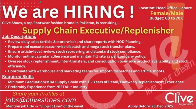 Clive Shoes Jobs Supply Chain Executive /Replenisher 1