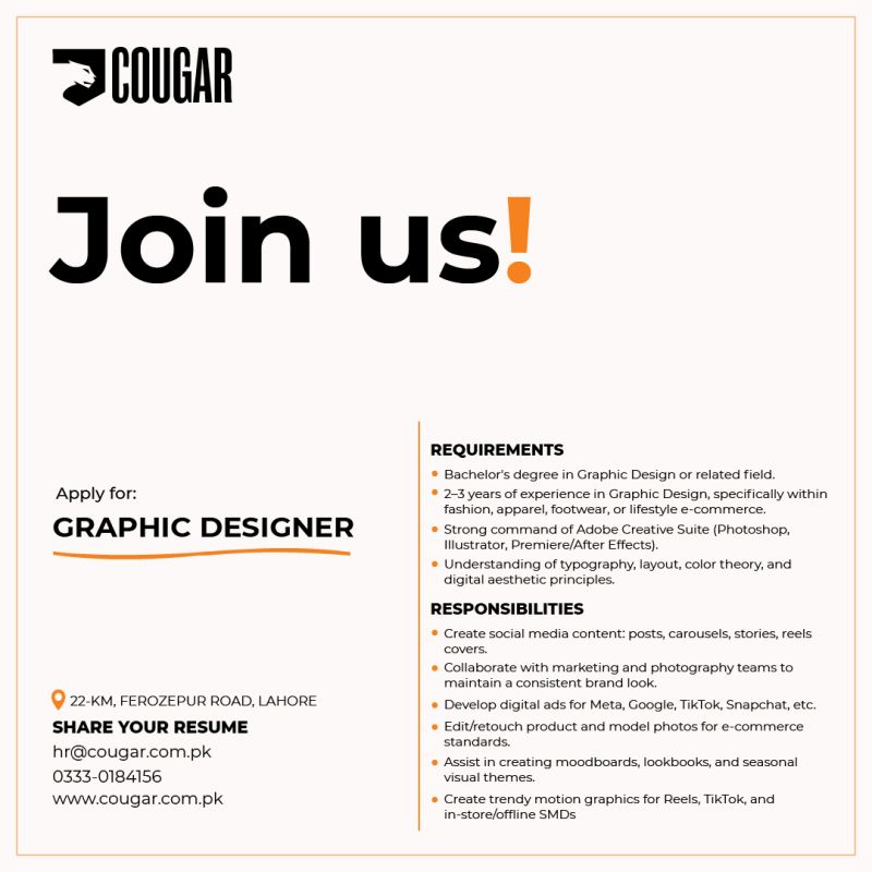 Cougar Clothing Jobs Graphic Designer 1