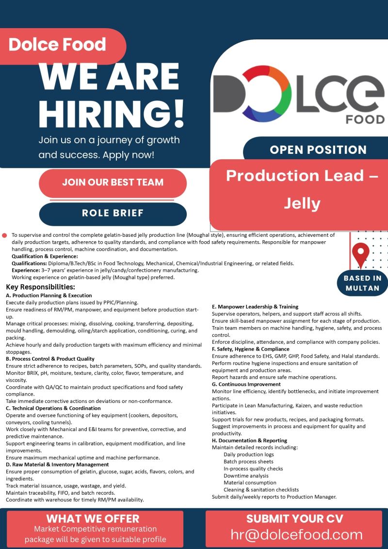 Dolce Food Jobs Production Lead Jelly 1