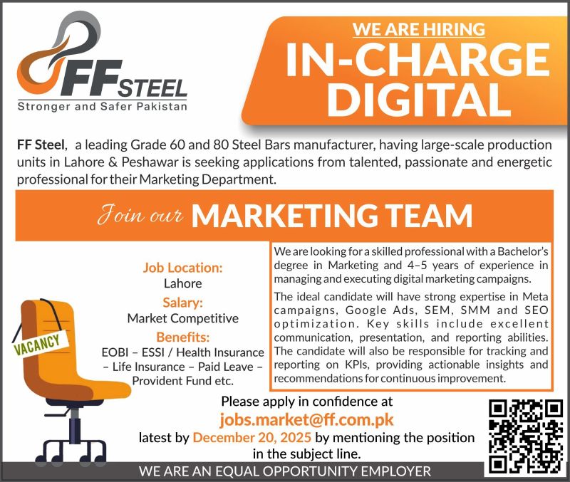 FF Steel Jobs Incharge Digital 1