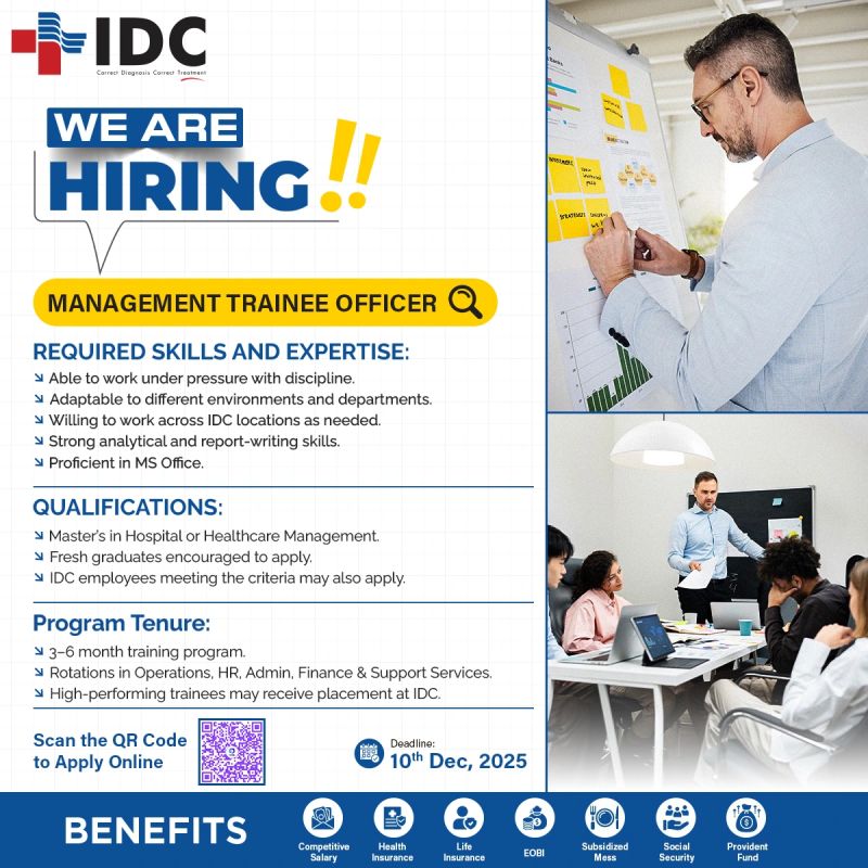 Islamabad Diagnostic Center IDC Jobs Management Trainee Officer 1