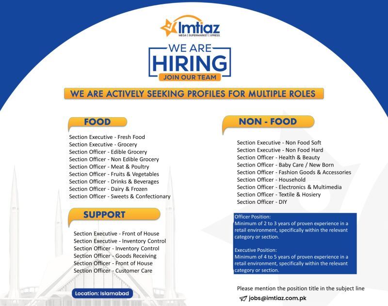 Imtiaz Super Market Jobs December 2025 1
