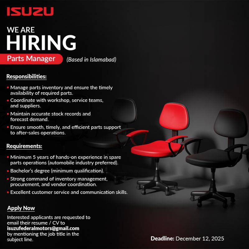 Isuzu Federal Motors Jobs December 2025 2